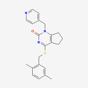 molecular formula C22H23N3OS B2831574 4-((2,5-dimethylbenzyl)thio)-1-(pyridin-4-ylmethyl)-6,7-dihydro-1H-cyclopenta[d]pyrimidin-2(5H)-one CAS No. 900000-41-1