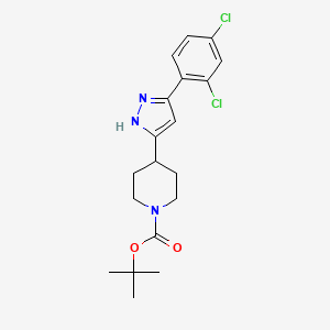 molecular formula C19H23Cl2N3O2 B2831579 tert-butyl 4-[5-(2,4-dichlorophenyl)-1H-pyrazol-3-yl]tetrahydro-1(2H)-pyridinecarboxylate CAS No. 1024014-25-2
