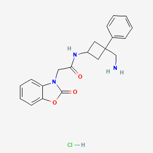 molecular formula C20H22ClN3O3 B2831580 N-[3-(Aminomethyl)-3-phenylcyclobutyl]-2-(2-oxo-1,3-benzoxazol-3-yl)acetamide;hydrochloride CAS No. 2418671-12-0