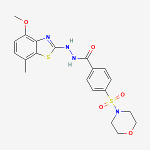 molecular formula C20H22N4O5S2 B2831599 N'-(4-methoxy-7-methylbenzo[d]thiazol-2-yl)-4-(morpholinosulfonyl)benzohydrazide CAS No. 851987-77-4