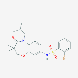 molecular formula C21H25BrN2O4S B2831607 2-bromo-N-(5-isobutyl-3,3-dimethyl-4-oxo-2,3,4,5-tetrahydrobenzo[b][1,4]oxazepin-8-yl)benzenesulfonamide CAS No. 921997-99-1