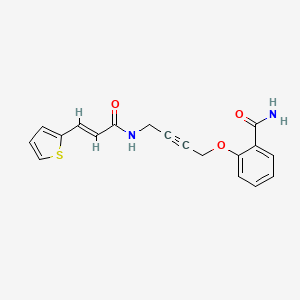 molecular formula C18H16N2O3S B2831614 (E)-2-((4-(3-(thiophen-2-yl)acrylamido)but-2-yn-1-yl)oxy)benzamide CAS No. 1421586-97-1