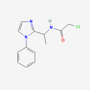 molecular formula C13H14ClN3O B2831615 2-Chloro-N-[1-(1-phenylimidazol-2-yl)ethyl]acetamide CAS No. 2411230-09-4