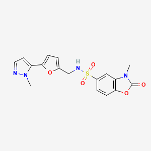 3-Methyl-N-[[5-(2-methylpyrazol-3-yl)furan-2-yl]methyl]-2-oxo-1,3-benzoxazole-5-sulfonamide