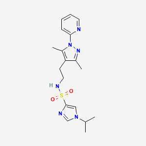 molecular formula C18H24N6O2S B2831630 N-(2-(3,5-dimethyl-1-(pyridin-2-yl)-1H-pyrazol-4-yl)ethyl)-1-isopropyl-1H-imidazole-4-sulfonamide CAS No. 2034338-11-7