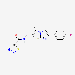 molecular formula C17H14FN5OS2 B2831637 N-((6-(4-氟苯基)-3-甲基咪唑并[2,1-b]噻唑-2-基)甲基)-4-甲基-1,2,3-噻二唑-5-甲酸酰胺 CAS No. 1421522-63-5