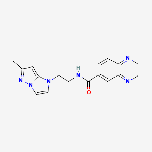 molecular formula C17H16N6O B2831638 N-(2-(6-methyl-1H-imidazo[1,2-b]pyrazol-1-yl)ethyl)quinoxaline-6-carboxamide CAS No. 2034238-40-7