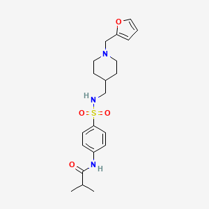 molecular formula C21H29N3O4S B2831641 N-(4-(N-((1-(furan-2-ylmethyl)piperidin-4-yl)methyl)sulfamoyl)phenyl)isobutyramide CAS No. 952966-00-6