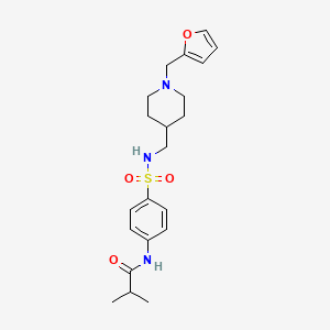 molecular formula C21H29N3O4S B2831641 N-(4-(N-((1-(呋喃-2-基甲基)哌啶-4-基)甲基)磺酰基)苯基)异丁酰胺 CAS No. 952966-00-6