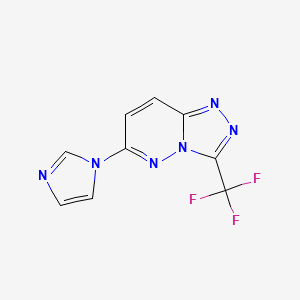 molecular formula C9H5F3N6 B2831643 6-(1H-imidazol-1-yl)-3-(trifluoromethyl)[1,2,4]triazolo[4,3-b]pyridazine CAS No. 343372-97-4