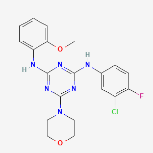 molecular formula C20H20ClFN6O2 B2831649 N2-(3-氯-4-氟苯基)-N4-(2-甲氧基苯基)-6-吗啉基-1,3,5-三嘧啶-2,4-二胺 CAS No. 898650-41-4