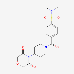 molecular formula C18H23N3O6S B2831668 4-(4-(3,5-dioxomorpholino)piperidine-1-carbonyl)-N,N-dimethylbenzenesulfonamide CAS No. 2034423-70-4