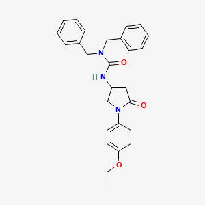 molecular formula C27H29N3O3 B2831671 1,1-Dibenzyl-3-[1-(4-ethoxyphenyl)-5-oxopyrrolidin-3-yl]urea CAS No. 894009-08-6
