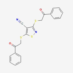 3,5-Bis((2-oxo-2-phenylethyl)thio)-4-isothiazolecarbonitrile