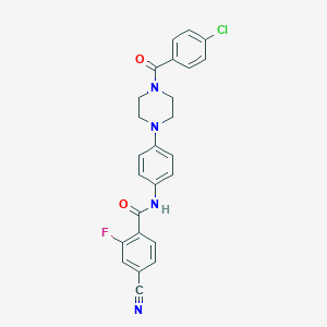 molecular formula C25H20ClFN4O2 B283171 N-{4-[4-(4-chlorobenzoyl)-1-piperazinyl]phenyl}-4-cyano-2-fluorobenzamide 