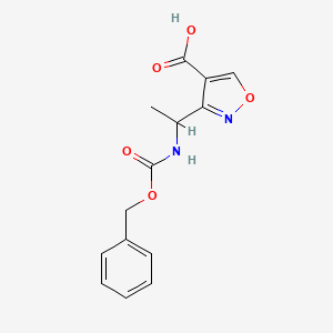 molecular formula C14H14N2O5 B2831716 3-[1-(Phenylmethoxycarbonylamino)ethyl]-1,2-oxazole-4-carboxylic acid CAS No. 2287281-94-9