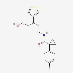molecular formula C19H22FNO2S B2831722 1-(4-fluorophenyl)-N-(5-hydroxy-3-(thiophen-3-yl)pentyl)cyclopropanecarboxamide CAS No. 2034243-05-3