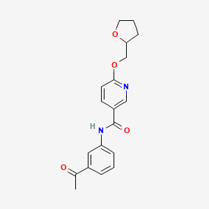 molecular formula C19H20N2O4 B2831723 N-(3-acetylphenyl)-6-((tetrahydrofuran-2-yl)methoxy)nicotinamide CAS No. 2034444-41-0