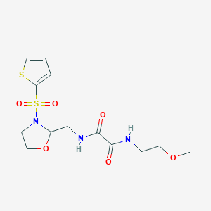 molecular formula C13H19N3O6S2 B2831732 N1-(2-methoxyethyl)-N2-((3-(thiophen-2-ylsulfonyl)oxazolidin-2-yl)methyl)oxalamide CAS No. 874804-67-8