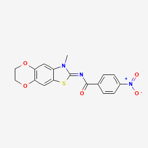 N-(3-methyl-6,7-dihydro-[1,4]dioxino[2,3-f][1,3]benzothiazol-2-ylidene)-4-nitrobenzamide