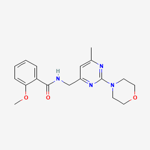 molecular formula C18H22N4O3 B2831738 2-methoxy-N-((6-methyl-2-morpholinopyrimidin-4-yl)methyl)benzamide CAS No. 1797975-11-1
