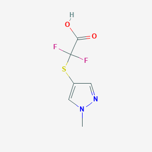 molecular formula C6H6F2N2O2S B2831742 2,2-Difluoro-2-(1-methylpyrazol-4-yl)sulfanylacetic acid CAS No. 1507854-27-4