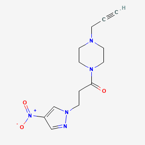 molecular formula C13H17N5O3 B2831761 3-(4-硝基吡唑-1-基)-1-(4-丙-2-炔基哌嗪-1-基)丙酮 CAS No. 1385321-10-7