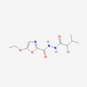 molecular formula C11H16BrN3O4 B2831765 N'-(2-bromo-3-methylbutanoyl)-5-ethoxyoxazole-2-carbohydrazide CAS No. 391228-93-6