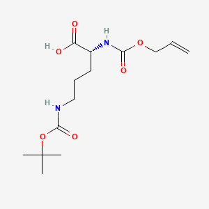 molecular formula C14H24N2O6 B2831770 (2R)-5-[(2-Methylpropan-2-yl)oxycarbonylamino]-2-(prop-2-enoxycarbonylamino)pentanoic acid CAS No. 1128109-40-9