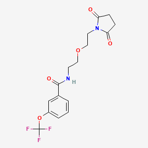 molecular formula C16H17F3N2O5 B2831773 N-(2-(2-(2,5-dioxopyrrolidin-1-yl)ethoxy)ethyl)-3-(trifluoromethoxy)benzamide CAS No. 2034538-42-4