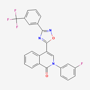 molecular formula C24H13F4N3O2 B2831777 2-(3-fluorophenyl)-4-(3-(3-(trifluoromethyl)phenyl)-1,2,4-oxadiazol-5-yl)isoquinolin-1(2H)-one CAS No. 1359205-99-4