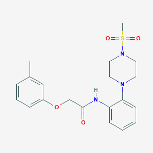 molecular formula C20H25N3O4S B283178 2-(3-methylphenoxy)-N-{2-[4-(methylsulfonyl)-1-piperazinyl]phenyl}acetamide 