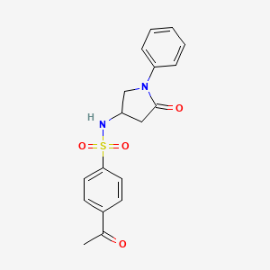 molecular formula C18H18N2O4S B2831781 4-acetyl-N-(5-oxo-1-phenylpyrrolidin-3-yl)benzenesulfonamide CAS No. 896306-86-8