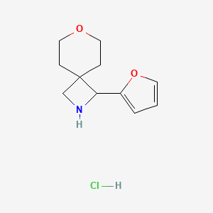 molecular formula C11H16ClNO2 B2831786 1-(Furan-2-yl)-7-oxa-2-azaspiro[3.5]nonane hydrochloride CAS No. 1955498-64-2