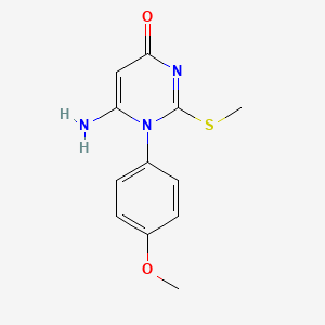 molecular formula C12H13N3O2S B2831787 6-Amino-1-(4-methoxyphenyl)-2-methylsulfanylpyrimidin-4-one CAS No. 613664-35-0