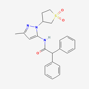 molecular formula C22H23N3O3S B2831798 N-[1-(1,1-dioxo-1lambda6-thiolan-3-yl)-3-methyl-1H-pyrazol-5-yl]-2,2-diphenylacetamide CAS No. 1135146-61-0