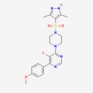 4-[4-[(3,5-Dimethyl-1H-pyrazol-4-yl)sulfonyl]piperazin-1-yl]-5-fluoro-6-(4-methoxyphenyl)pyrimidine