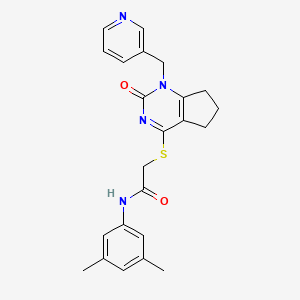 molecular formula C23H24N4O2S B2831824 N-(3,5-dimethylphenyl)-2-((2-oxo-1-(pyridin-3-ylmethyl)-2,5,6,7-tetrahydro-1H-cyclopenta[d]pyrimidin-4-yl)thio)acetamide CAS No. 946271-31-4