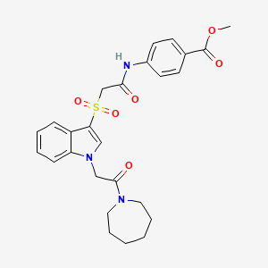 methyl 4-(2-((1-(2-(azepan-1-yl)-2-oxoethyl)-1H-indol-3-yl)sulfonyl)acetamido)benzoate