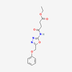 molecular formula C15H17N3O5 B2831831 Ethyl 4-oxo-4-((5-(phenoxymethyl)-1,3,4-oxadiazol-2-yl)amino)butanoate CAS No. 1286704-68-4