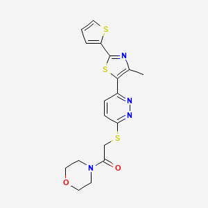 molecular formula C18H18N4O2S3 B2831833 2-((6-(4-Methyl-2-(thiophen-2-yl)thiazol-5-yl)pyridazin-3-yl)thio)-1-morpholinoethanone CAS No. 1111248-33-9