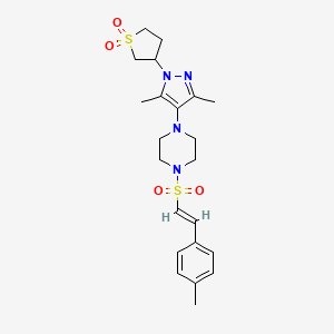 (E)-3-(3,5-dimethyl-4-(4-((4-methylstyryl)sulfonyl)piperazin-1-yl)-1H-pyrazol-1-yl)tetrahydrothiophene 1,1-dioxide