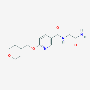 molecular formula C14H19N3O4 B2831849 N-(2-amino-2-oxoethyl)-6-((tetrahydro-2H-pyran-4-yl)methoxy)nicotinamide CAS No. 2034241-79-5