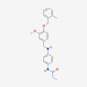 molecular formula C25H28N2O3 B283185 N-[4-({3-methoxy-4-[(2-methylbenzyl)oxy]benzyl}amino)phenyl]propanamide 