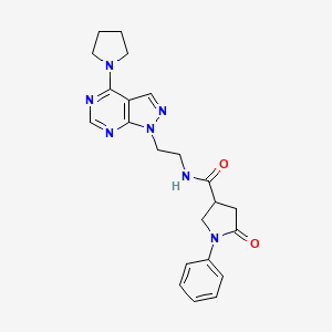5-oxo-1-phenyl-N-(2-(4-(pyrrolidin-1-yl)-1H-pyrazolo[3,4-d]pyrimidin-1-yl)ethyl)pyrrolidine-3-carboxamide