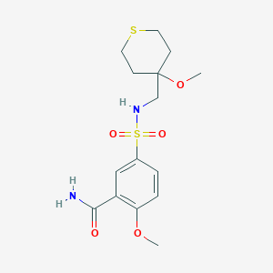 2-methoxy-5-(N-((4-methoxytetrahydro-2H-thiopyran-4-yl)methyl)sulfamoyl)benzamide