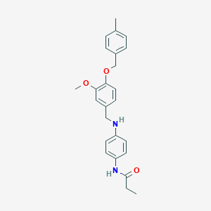 molecular formula C25H28N2O3 B283186 N-[4-({3-methoxy-4-[(4-methylbenzyl)oxy]benzyl}amino)phenyl]propanamide 