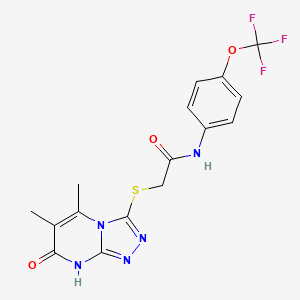 2-((5,6-dimethyl-7-oxo-7,8-dihydro-[1,2,4]triazolo[4,3-a]pyrimidin-3-yl)thio)-N-(4-(trifluoromethoxy)phenyl)acetamide