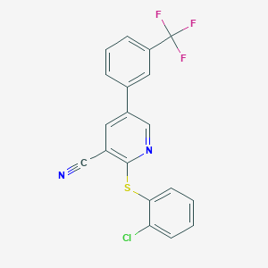 2-[(2-Chlorophenyl)sulfanyl]-5-[3-(trifluoromethyl)phenyl]nicotinonitrile
