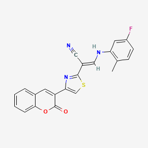 (E)-3-((5-fluoro-2-methylphenyl)amino)-2-(4-(2-oxo-2H-chromen-3-yl)thiazol-2-yl)acrylonitrile